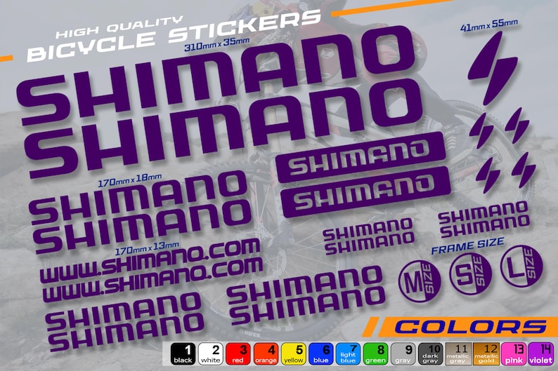 Shinano Sticker Bicycle Stickers Shimano, ALL Colors Available, High Quality. Set of ...