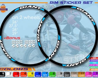 stickers on bicycle rims GIANT, ALL colors available, high quality.  Full set of stickers for bicycle rims. Waterproof, sun-resistant