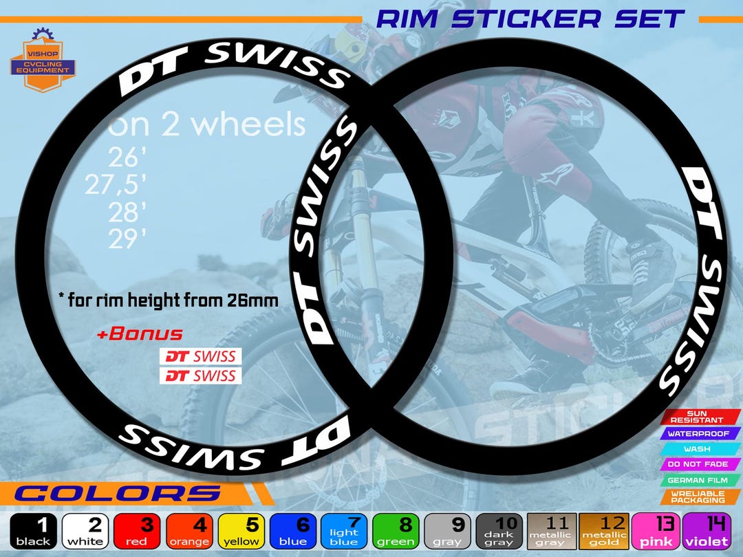 Stickers on Bicycle Rims DT Swiss, ALL Colors Available, High Quality ...