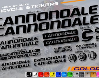 fietsstickers Cannondale, ALLE kleuren beschikbaar, hoge kwaliteit. Set stickers voor fietsframe. Waterdicht, zonbestendig