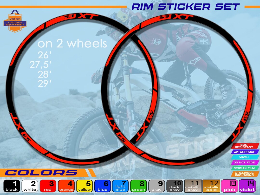 Stickers on Bicycle Rims XT, ALL Colors Available, High Quality. Full ...