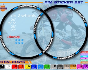 stickers on bicycle rims Cannondale, ALL colors available, high quality.  Full set of stickers for bicycle rims. Waterproof, sun-resistant