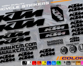 bicycle stickers KTM, ALL colors available, high quality. Set of stickers for bicycle frame. Waterproof, sun-resistant