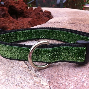 1&quot; Width Dog Collar - Green Glitter