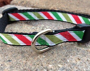 1/2" Width Dog Collar - Jolly Stripes