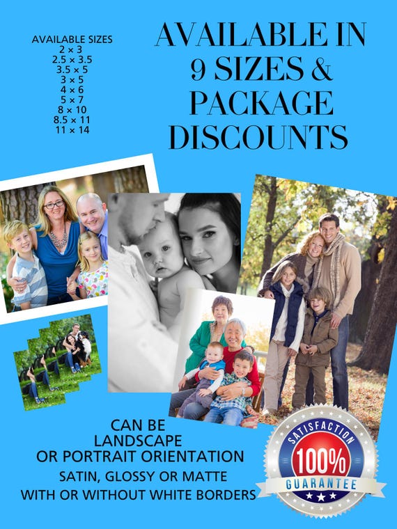 Print My Photos on Photographic Paper, gift photo printing, weddings, baby and family portraits, school pictures, in memorial, & birthdays