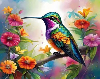 Imanes fotográficos de colibrí en acuarela, 5 x 5 cm. Juego de 9, 12, 16, 24 o 27 unidades con colores vibrantes. Elige tus favoritos.