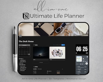 2026 Ultimate Notion Complete life planner Dashboard All in one Notion Template for Students Finance Tracker, Full Life Dark Academia Notion