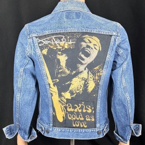 Upcycle Jimi Hendrix Levi&#39;s Denim Jacket Vintage USA 38R Men&#39;s Small Women&#39;s Medium