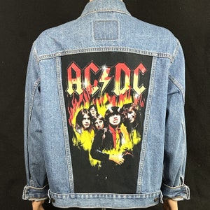 Upcycle Levi&#39;s AC/DC Denim Jean Jacket Men&#39;s Large Women&#39;s XLarge