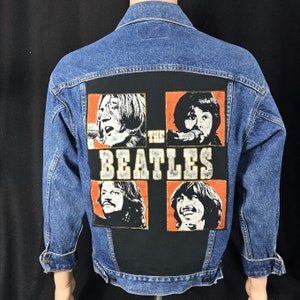 Upcycle Beatles Levi&#39;s Denim Jacket Vintage USA Men&#39;s Small Women&#39;s Medium