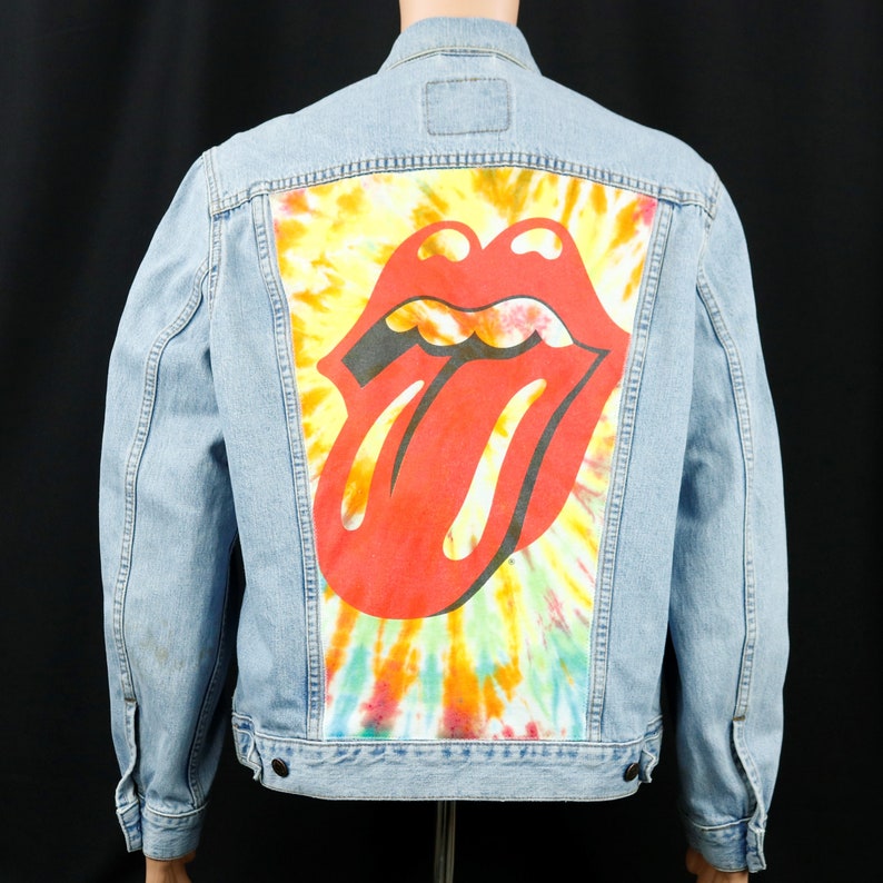 Rolling Stones Levis Denim Jacket Tongue Custom Tie Dye Mens | Etsy