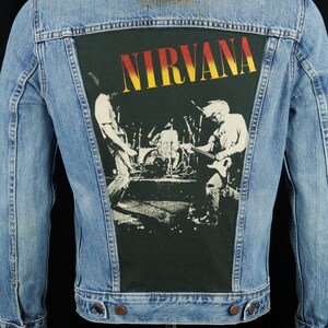 hand painted denim jacket Denim jacket NIRVANA Kurt Cobain Art singer and guitarist of the grunge band Nirvana