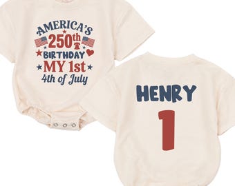 Personalized My First 4th of July Baby Bodysuit, Americas 250th Birthday Baby Outfit, Patriotic Baby romper, Fourth of July, USA 250 Years