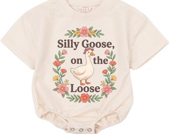 Silly Goose On The Loose Baby Bodysuit, Funny Baby Outfit, Cute Goose Infant Romper, Farm Animal Baby Gift, Gender Neutral Newborn Outfit