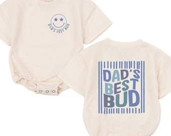 Dad's Best Bud Baby Romper, Retro First Father's Day Baby Outfit, New Born Shower Gift, Dad Son Newborn Bodysuit, Daddy's Bestie Clothes