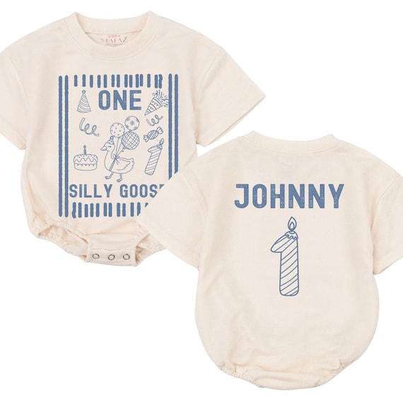 One Silly Goose Birthday Boy Romper, Funny First Birthday Baby Boy Outfit, Goose Balloon Baby Clothes, Goose Lover Gift, First Birthday Gift