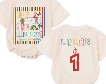Personalized One For The Books Birthday baby bubble Romper, Baby 1st Birthday girl Outfit, Chapter One Reading Shirt, Bookworm outfits