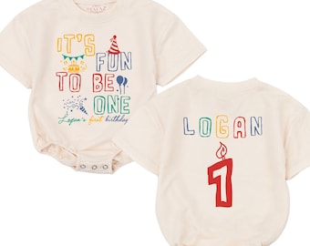It's Fun to Be One Birthday baby bubble romper, Boys First Birthday, Girls First Birthday Party, BDay Outfit, Fun BDay Theme baby clothes