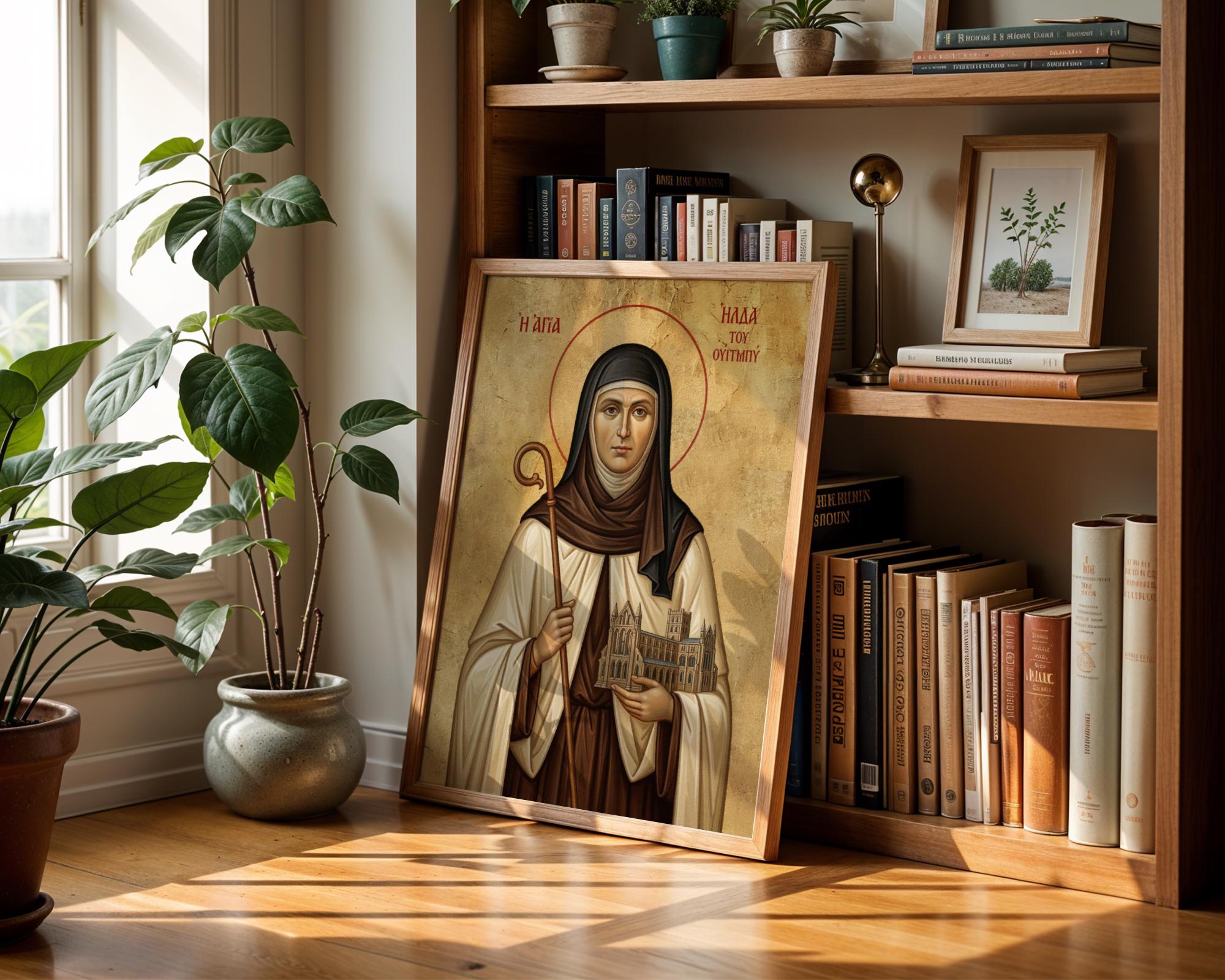 Saint Hilda of Whitby Icon Print, Abbey Founder Art, Catholic Wall ...