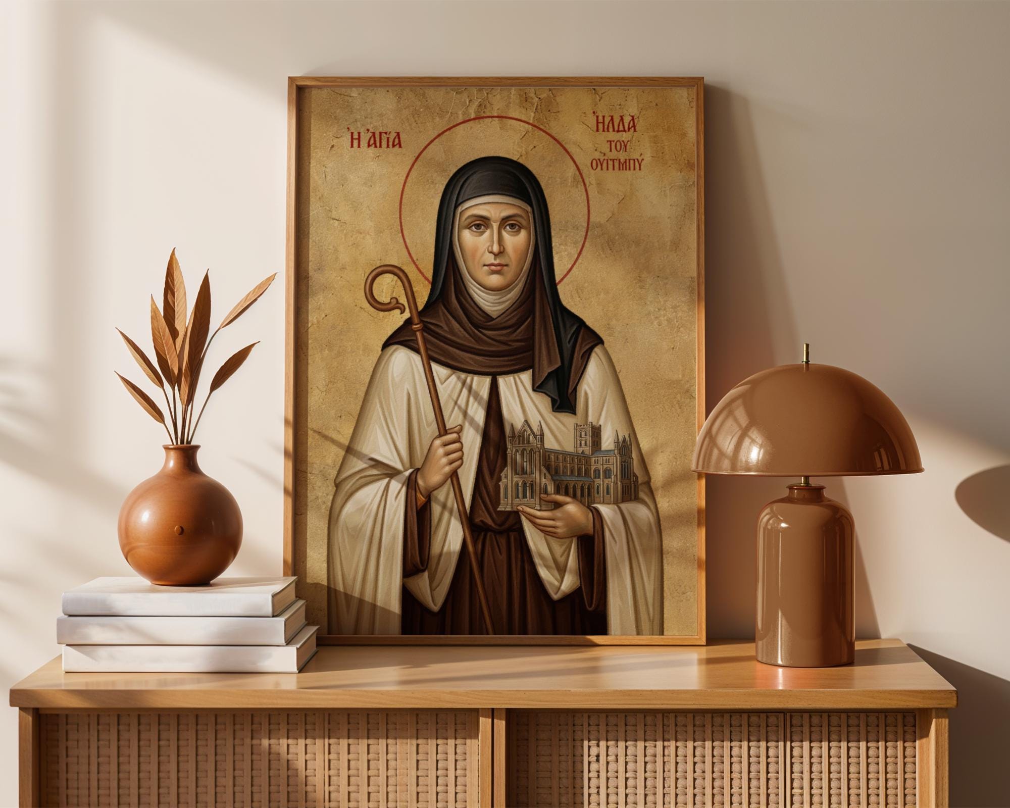 Saint Hilda of Whitby Icon Print, Abbey Founder Art, Catholic Wall ...