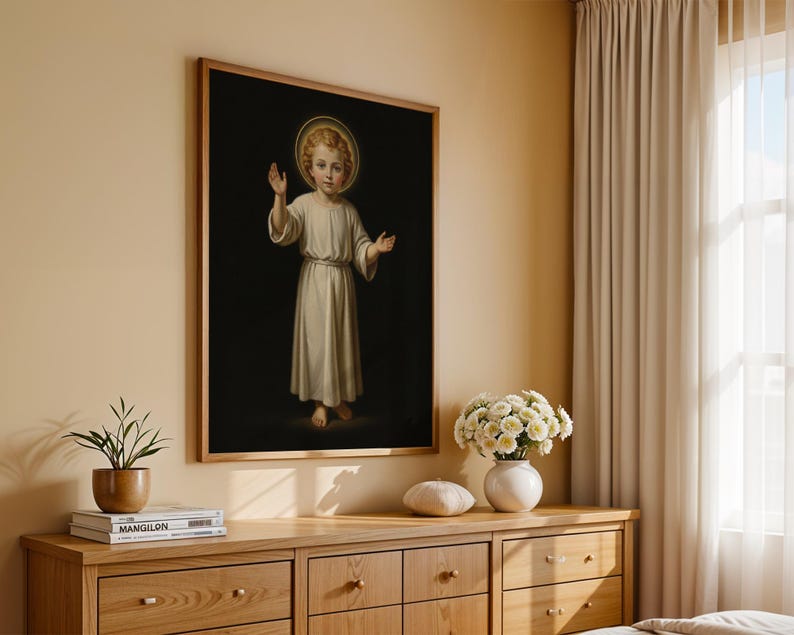 Heiliges Kind Jesus segnet, katholische Wand-Kunst-Druck, christliches Kinderzimmerdekor Bild 6
