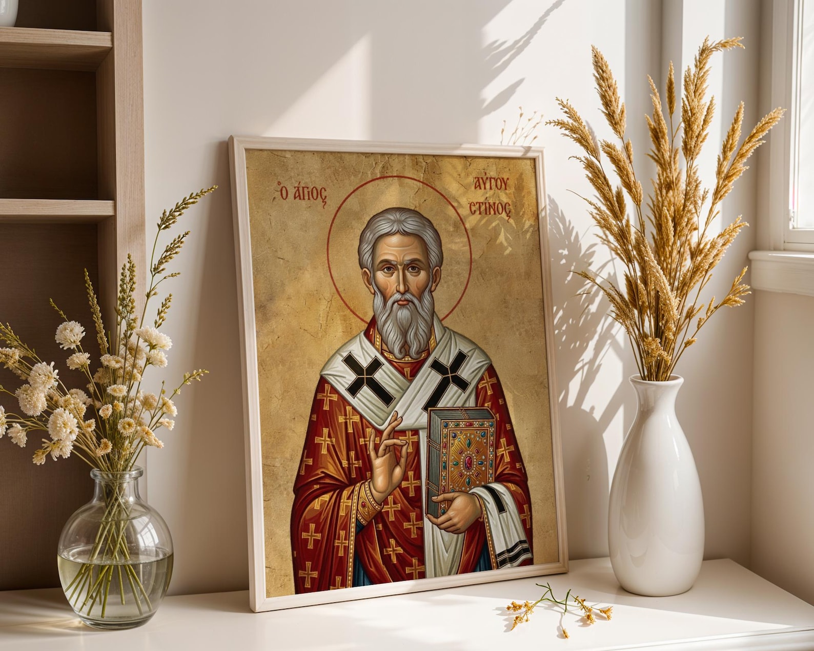 Saint Augustine of Hippo Icon Print, Doctor Saint Art, Catholic Wall Decor