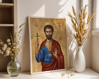 Saint Longinus Icon, Catholic Wall Art, Roman Centurion Saint Print