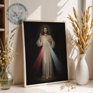 Divina Misericordia de Jesús, Arte mural católico, Rayos de gracia, Decoración cristiana para el hogar