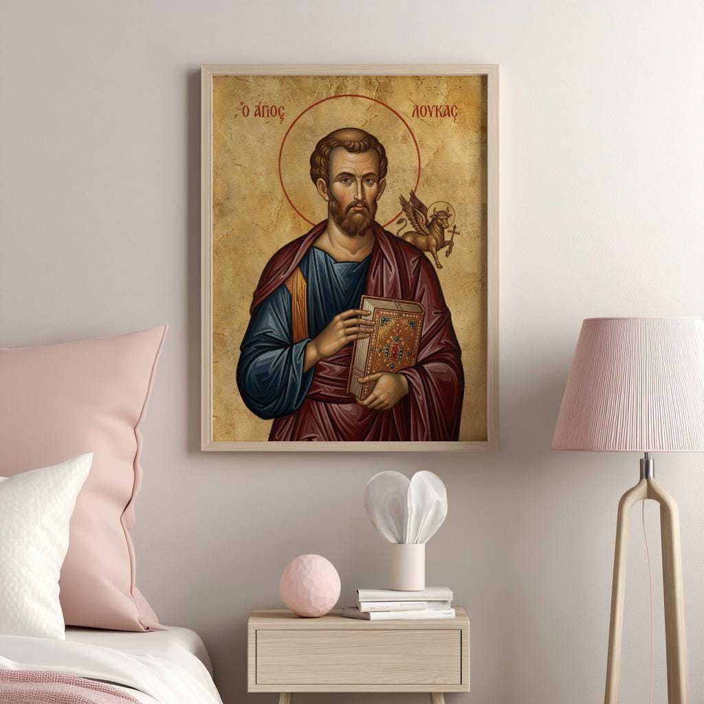 St Luke Icon Saint Luke the Evangelist Icon Print, Gospel Writer Art, Catholic Wall ...
