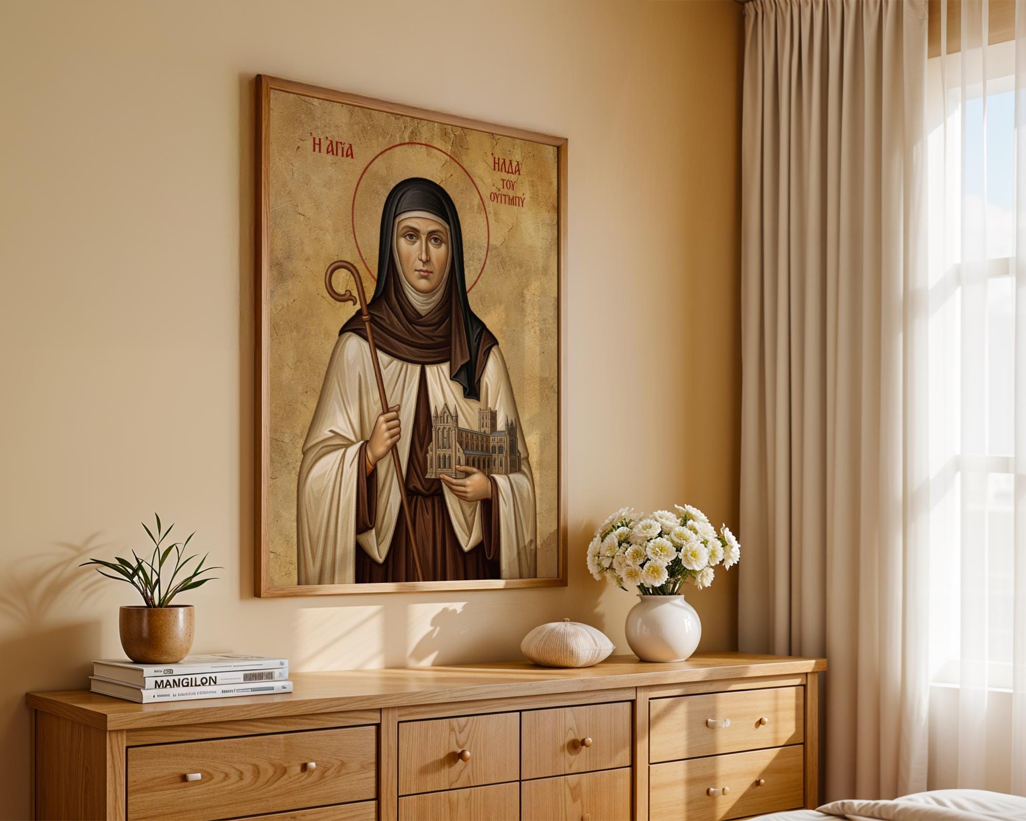 Saint Hilda of Whitby Icon Print, Abbey Founder Art, Catholic Wall ...