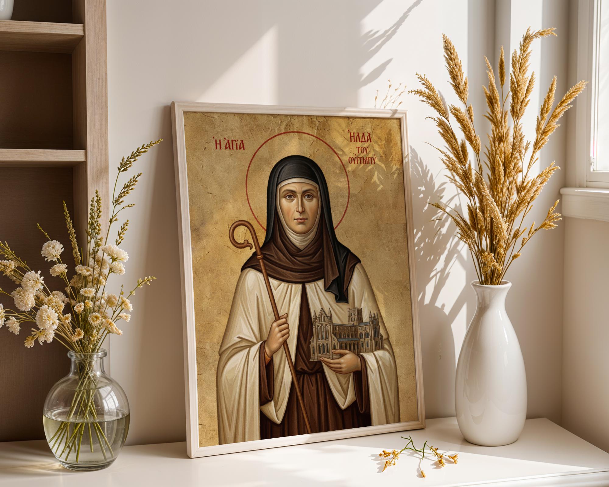 Saint Hilda of Whitby Icon Print, Abbey Founder Art, Catholic Wall ...