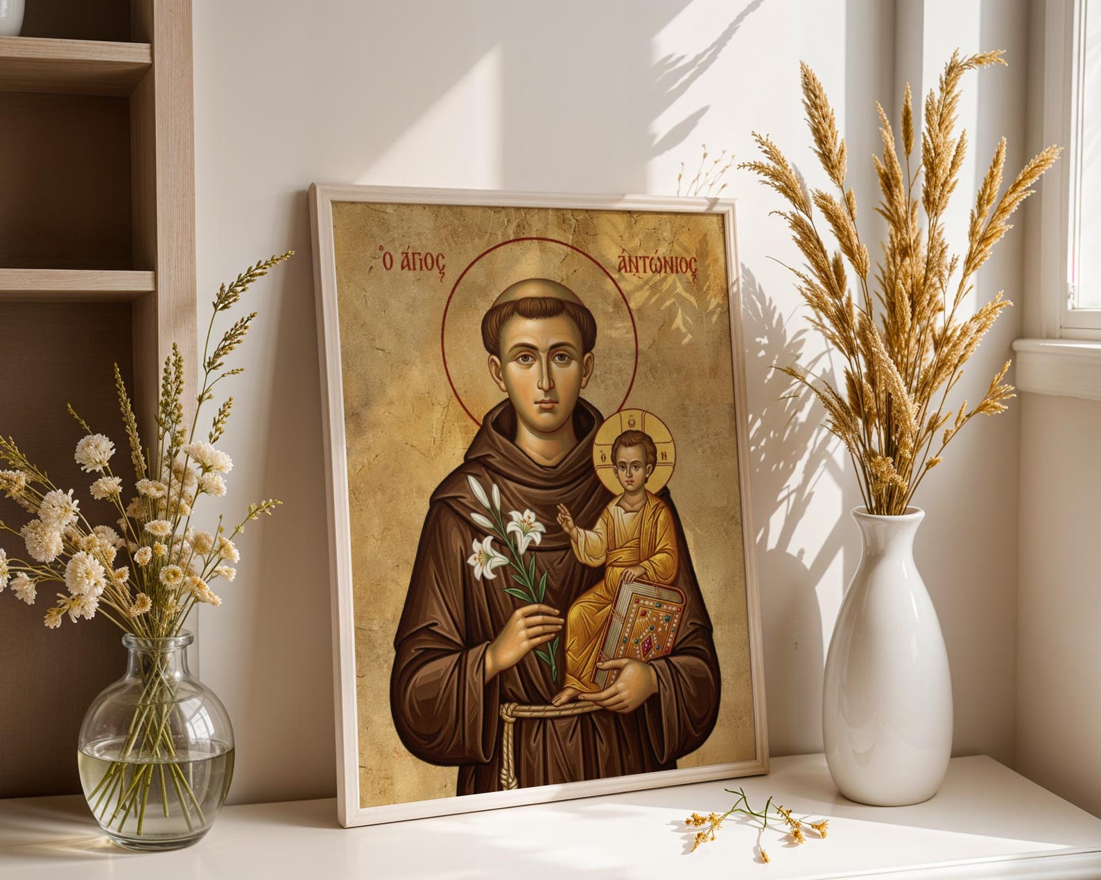 Saint Anthony of Padua Icon Print, Franciscan Saint Art, Catholic Wall Decor