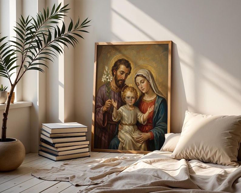 The Holy Family, Jesus Mary and Joseph, Catholic Wall Art, Christian ...