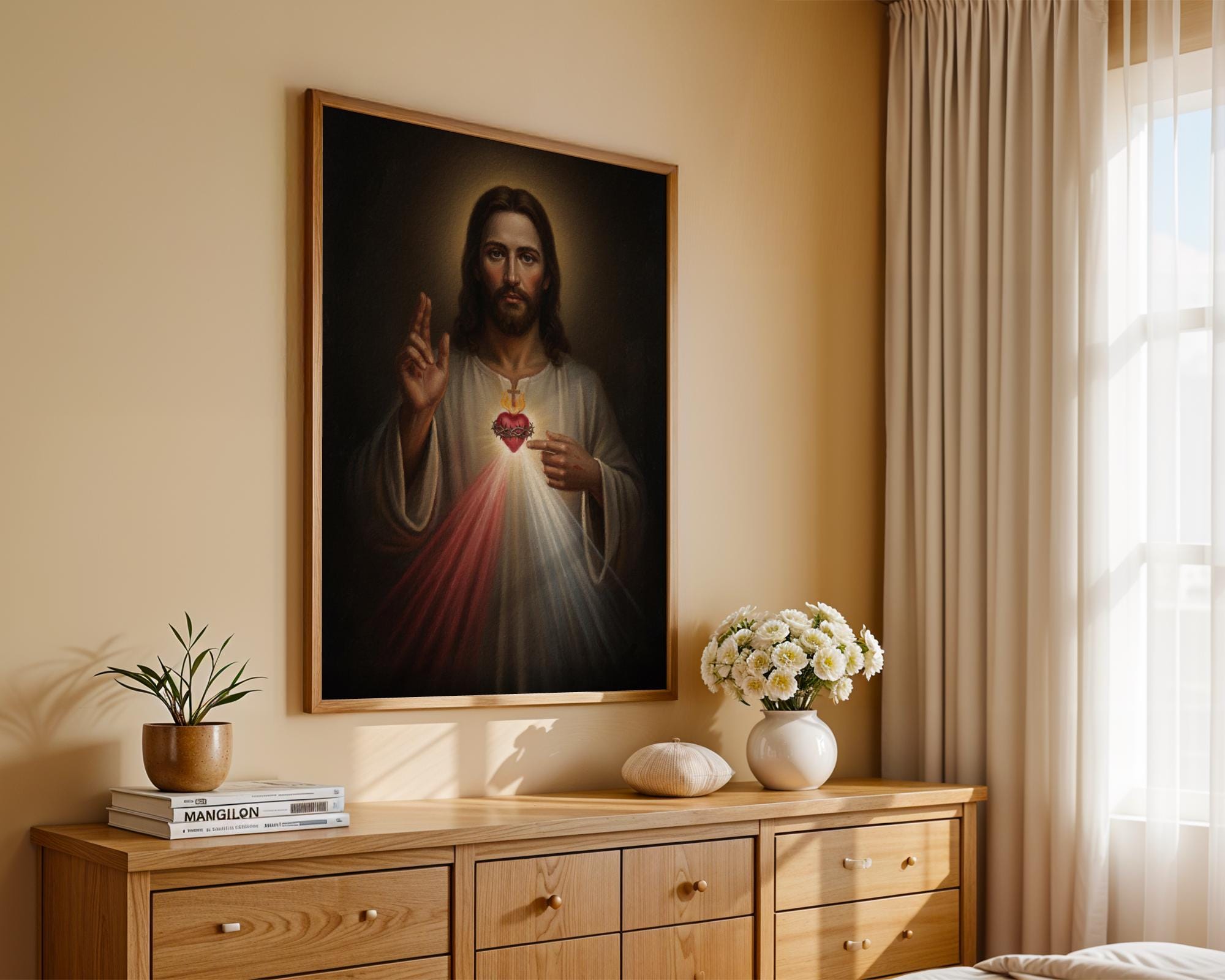 Mercy Rays Sacred Heart of Jesus, Divine Mercy Rays, Catholic Wall Art, Wedding ...