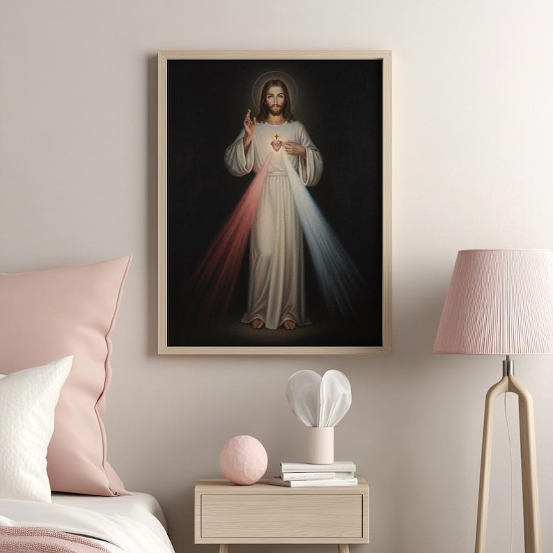 Mercy Rays Sacred Heart of Jesus, Divine Mercy Rays, Catholic Wall Art, Home Decor ...