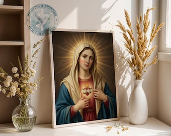 Immaculate Heart of Mary, Catholic Wall Art, Christian Home Decor