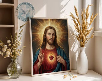 Heiligstes Herz Jesu, Katholische Wandkunst, Jesus Porträt, Christliche Wohnkultur
