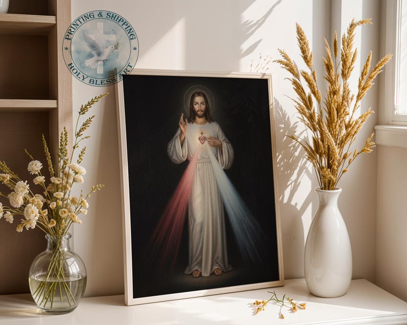 Mercy Rays Sacred Heart of Jesus, Divine Mercy Rays, Catholic Wall Art, Home Decor ...