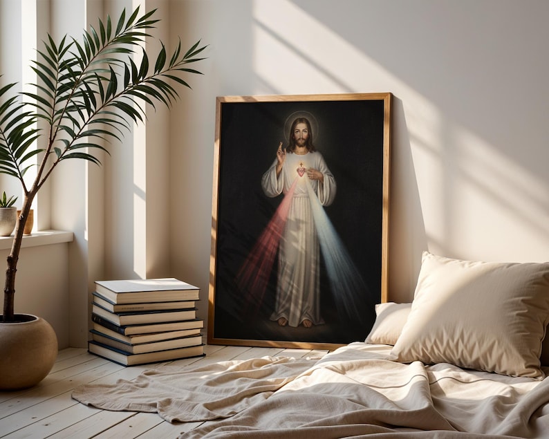 Mercy Rays Sacred Heart of Jesus, Divine Mercy Rays, Catholic Wall Art, Home Decor ...