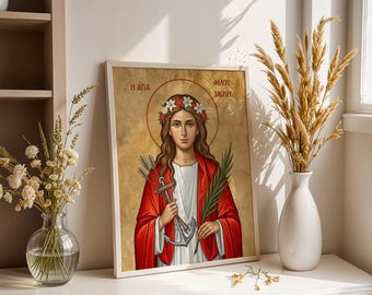 Icona di Santa Filomena, Vergine martire, decorazione murale devozionale