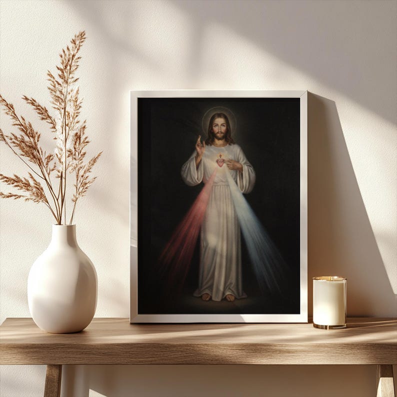 Mercy Rays Sacred Heart of Jesus, Divine Mercy Rays, Catholic Wall Art, Home Decor ...