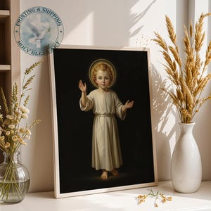 Heiliges Kind Jesus segnet, katholische Wand-Kunst-Druck, christliches Kinderzimmerdekor Bild 1