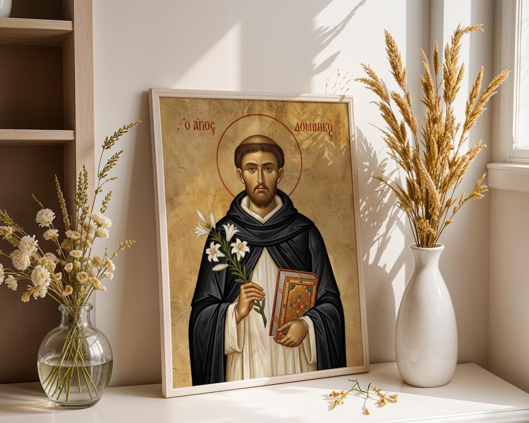 Saint Dominic Icon Print, Catholic Saint Wall Art for Prayer Corner - Etsy