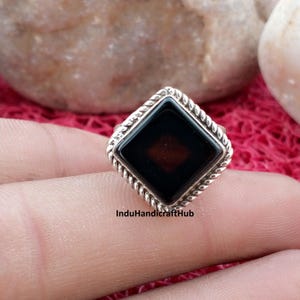 Black Onyx Ring, 925 Sterling Silver Ring, Rectangular Statement Ring for Men and Women, Lucifer Morningstar Ring, Vintage Signet Ring