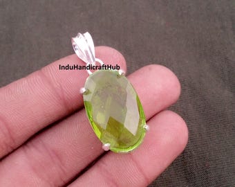 Peridot Pendant, Birthday Gift Pendant, Gemstone Jewellery, 925 Sterling Silver Pendant, Boho Necklace, Handmade Pendant, Beautiful Jewelry