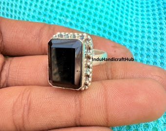 Radiant Black Onyx Gemstone Ring, Handmade Ring, Statement Ring, 925 Sterling Silver Jwewlry, Fashionable Love Ring, Popular Gift Ring