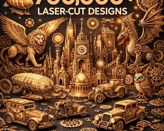 Pakiet ponad 700 000 projektów wycinanych laserowo (pliki SVG, DXF, AI, PDF – do pobrania w wersji cyfrowej)