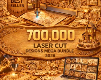 Pakiet ponad 700 000 projektów wycinanych laserowo (pliki SVG, DXF, AI, PDF – do pobrania w wersji cyfrowej)
