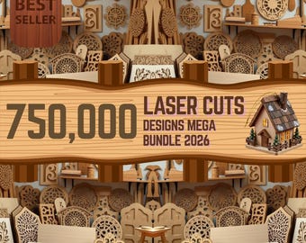 Pakiet ponad 750 000 projektów wycinanych laserowo (pliki SVG, DXF, AI, PDF – do pobrania w wersji cyfrowej)